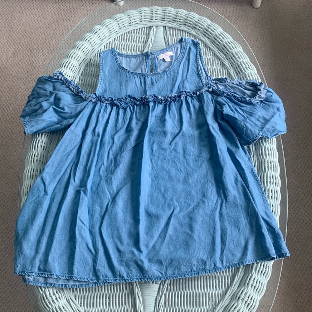 Cold shoulder soft denim shirt